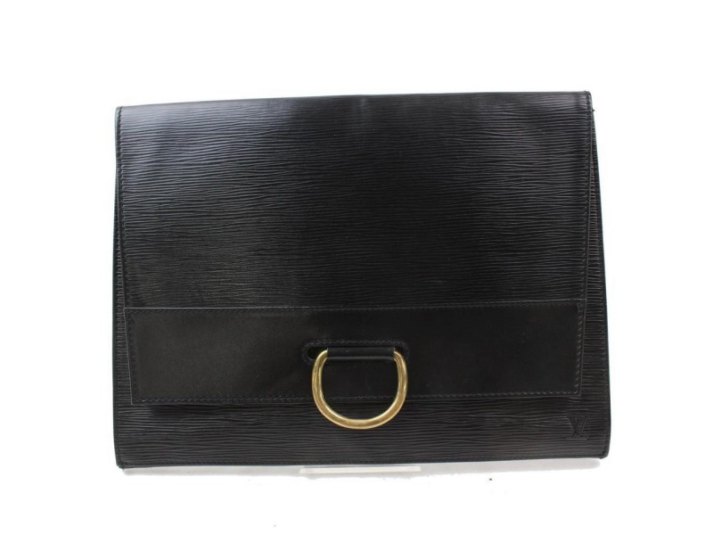 Louis Vuitton Iena Pochette Noir Ring Fold 869006 Black Leather Clutch