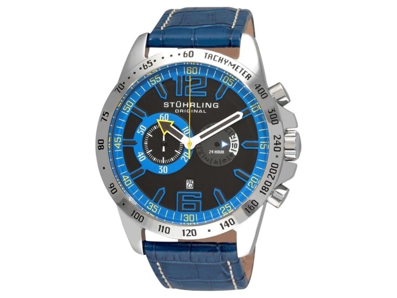 Stuhrling Concorso Laureate 210B.3315C81 Stainless Steel & Leather 48mm Watch