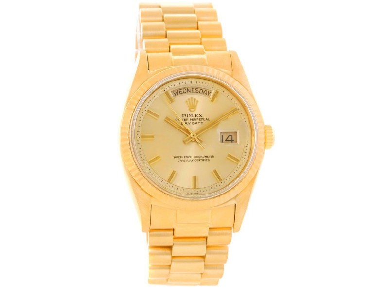 Rolex President Day-Date 1803 Wide Boy Dial 18K Yellow Gold Mens Watch 