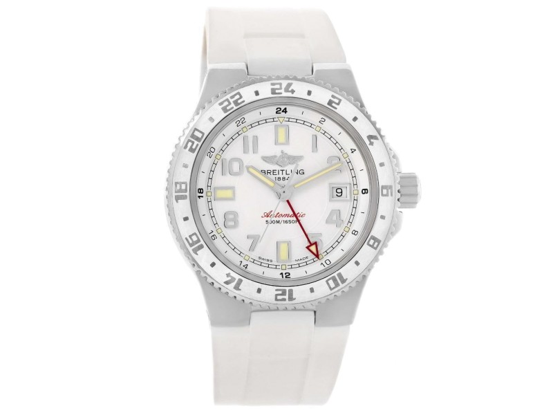 Breitling Superocean  A32380A9-A737 GMT White Dial Rubber Mens Watch