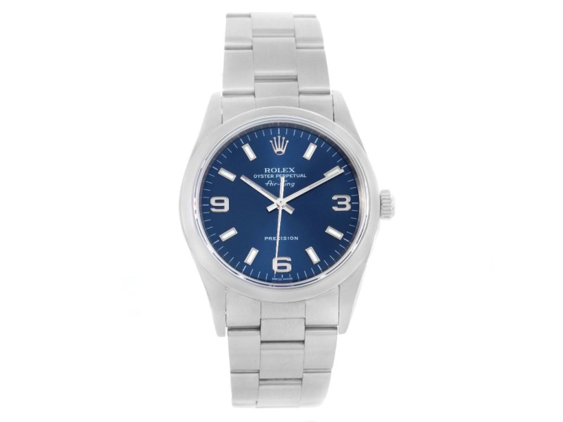 Rolex Air King Oyster Perpetual 14000 Blue Dial Automatic Mens Watch 