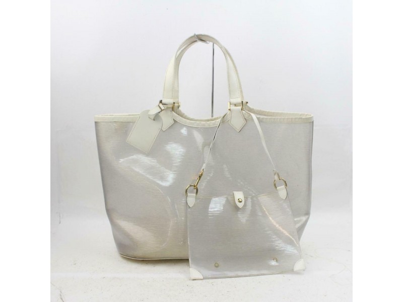 Louis Vuitton Lagoon Bay Plage Clear Gm with Pouch 870680 White Vinyl Tote