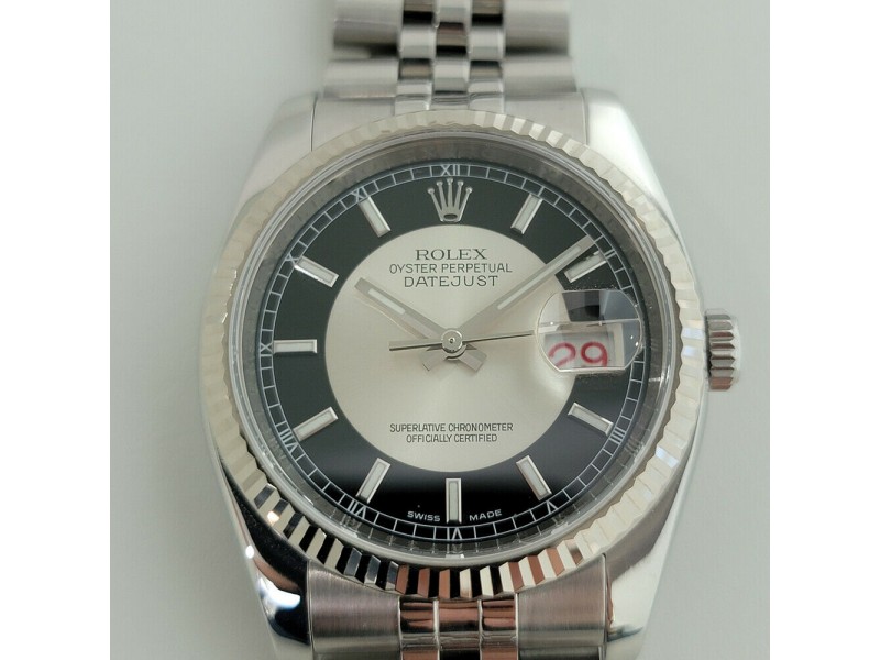 Mens Rolex Oyster Datejust 116234 36mm 18k SS Automatic w Pouch 2000s RJC126