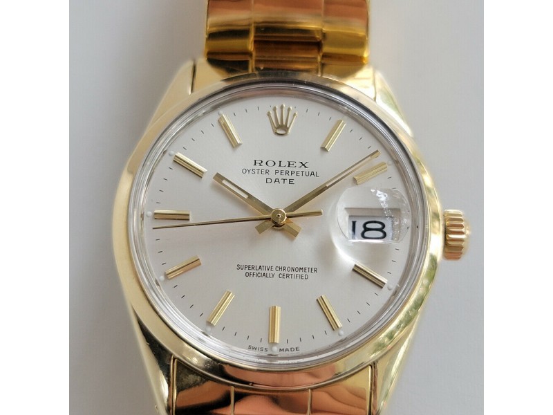 Mens Rolex Oyster Date Ref 1550 34mm Gold Capped Automatic 1970s w Pouch RA158