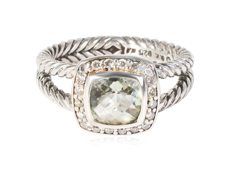 David Yurman Albion Prasiolite Diamond Ring in Sterling Silver 