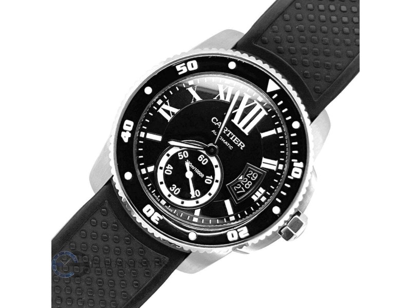 Calibre de Cartier Diver Black Roman Dial 42mm Steel Watch
