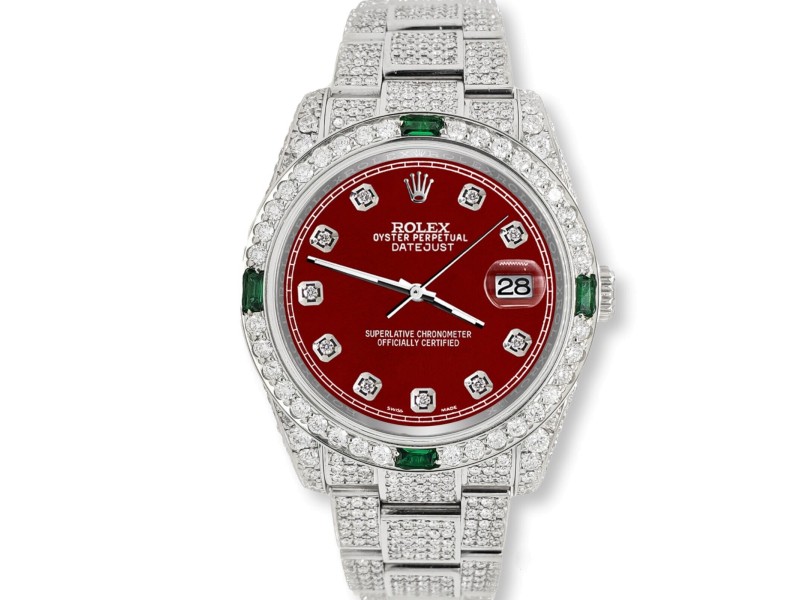 Rolex 36mm 12.4CT Diamond/Emerald Watch With Imperial Red Diamond Dial | Rolex Buy at