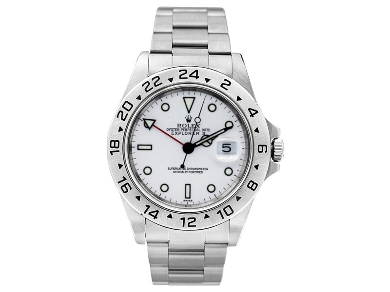 Rolex  Explorer II 16570 Stainless Steel White Dial 40mm Mens Watch
