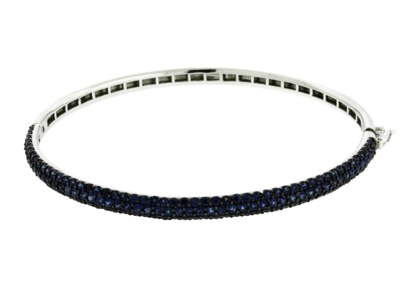 Effy 14K White Gold 2.68ct Sapphire Bangle Bracelet 