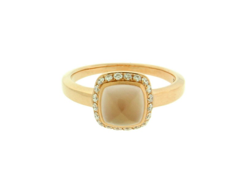 Fred Paris Paindesucre Rose Quart & Diamond Ring In 18k Rose Gold