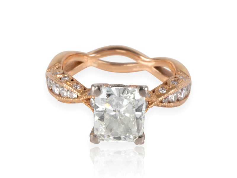 Tacori Diamond Engagement Ring in 18K Rose Gold GIA Certified G SI2 2.37 ctw