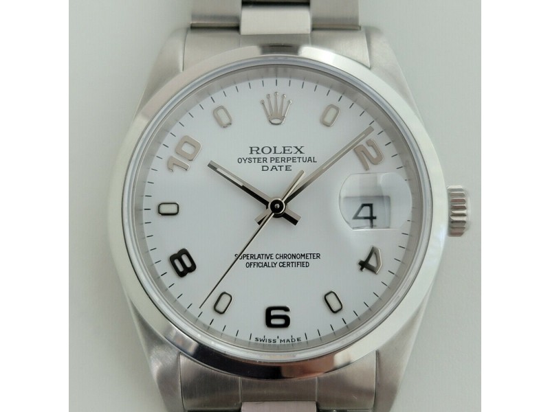 Mens Rolex Oyster Perpetual Date 15200 35mm Automatic 2000s w Rolex Pouch RJC144