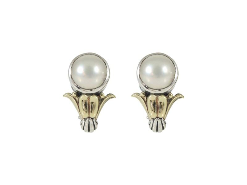 Lagos Sterling Silver 18K Yellow Gold Mabe Pearl Arcadian Earrings
