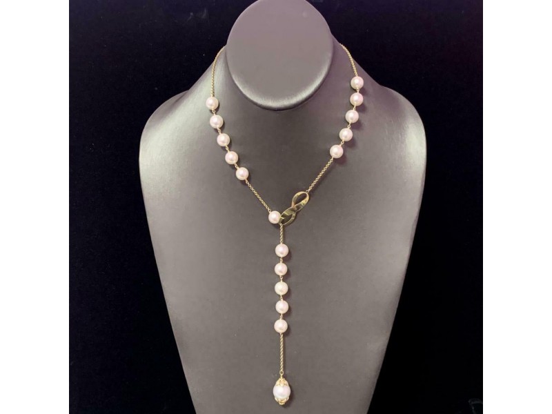 Diamond Akoya South Sea Pearl Lariat Necklace 14k Gold Certified $3,950 910817
