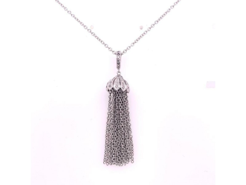 Diamond Tassel Pendant Chain Necklace 18k Gold 0.15 TCW Certified $3,950 111311