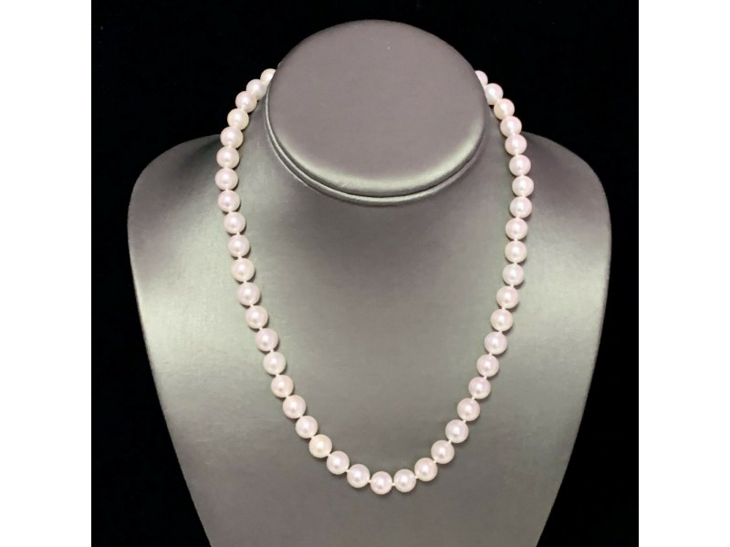 Akoya Pearl Necklace 14k Yellow Gold 17" 8.5 mm Certified $4,950 114453