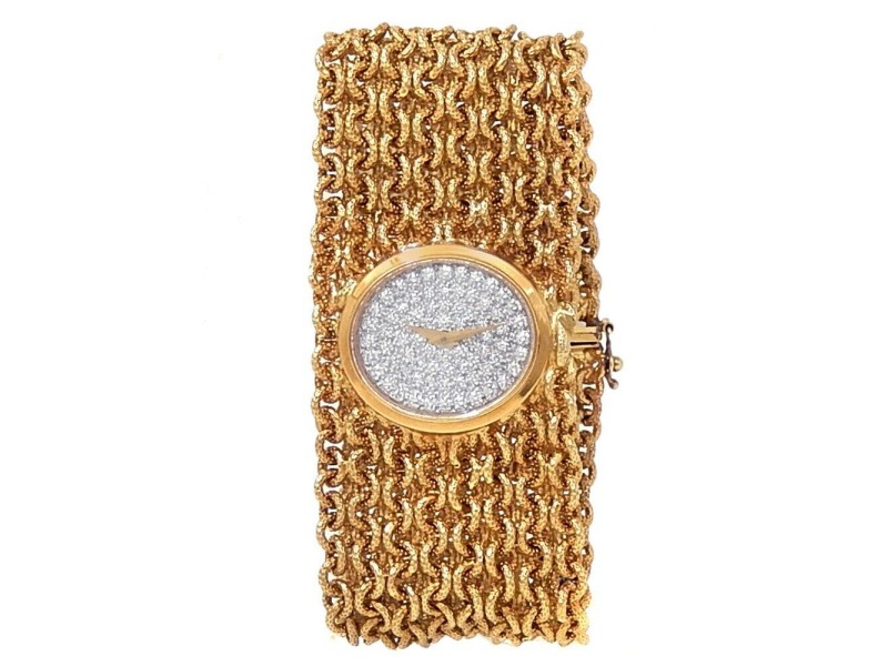 Baume & Mercier Vintage 18k Yellow Gold Manual Diamonds Pave Ladies Watch 484828