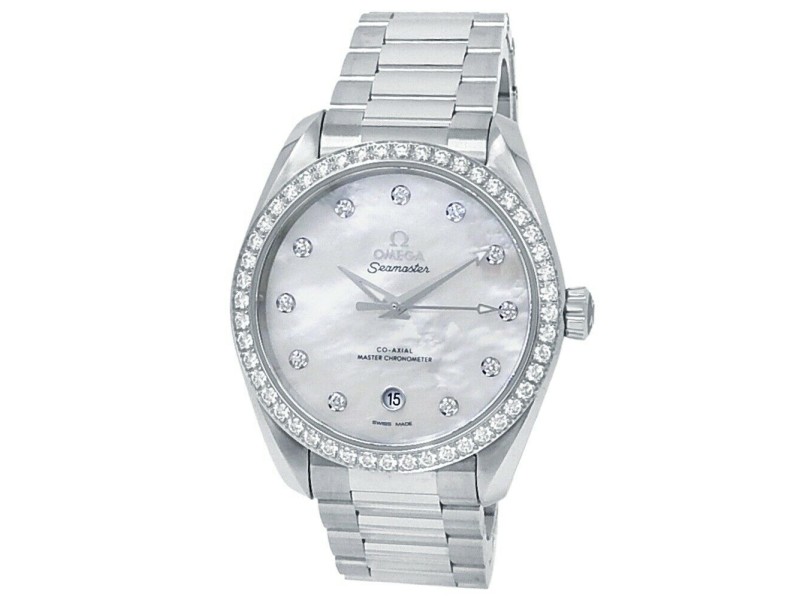 Omega Seamaster Stainless Steel Mother or Pearl Ladies Watch 