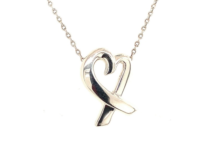Tiffany & Co Estate Sterling Silver Heart Pendant Necklace 
