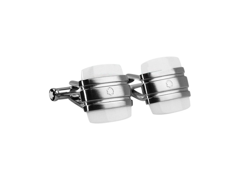 Montblanc Square Stainless Steel White Agate Cufflinks 
