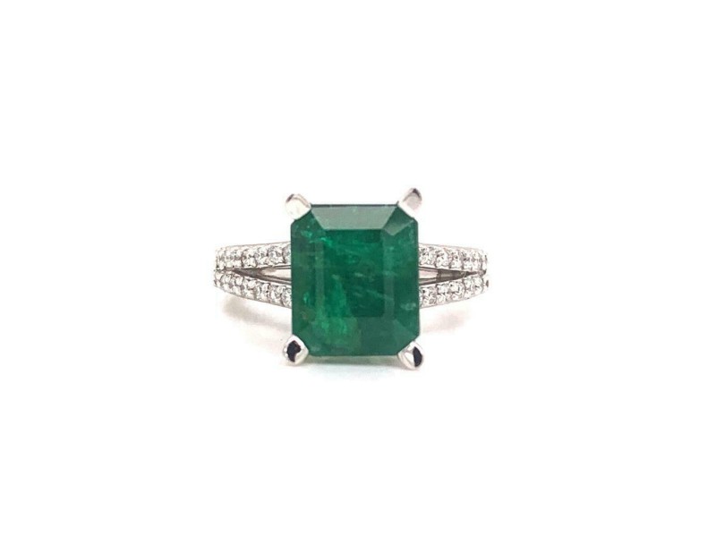Diamond Emerald Platinum Ring 4.60 TCW Certified 