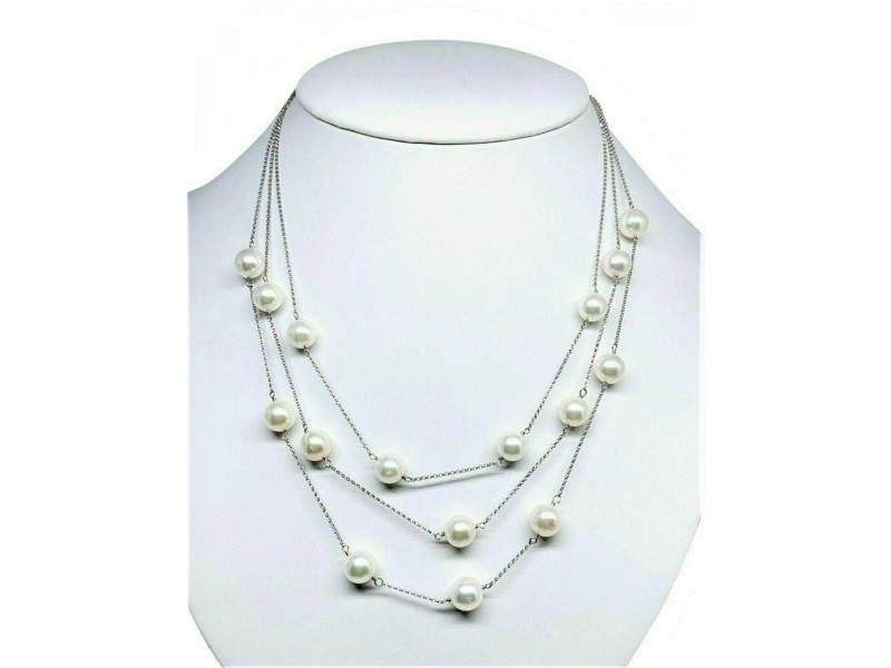 Akoya Pearl Triple Strand Necklace 8.5 mm 14k Gold Certified $3,595 721467