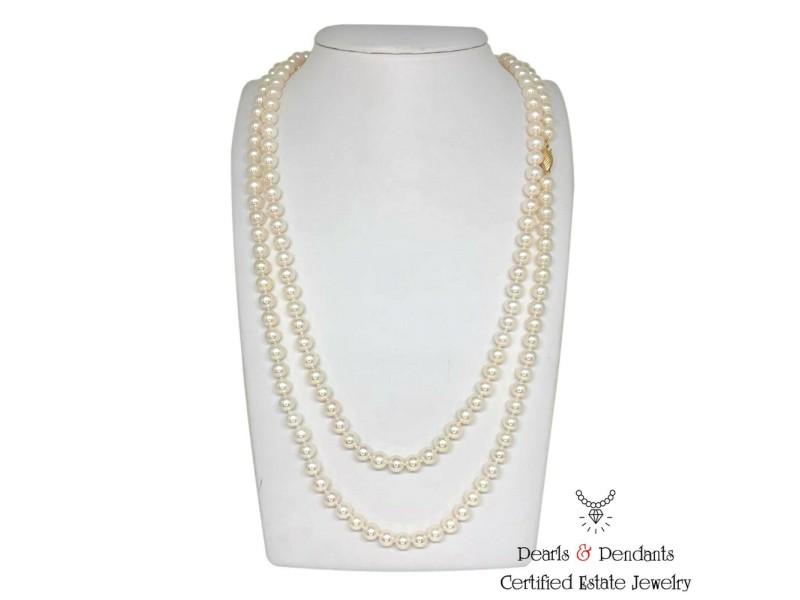 Akoya Pearl Necklace 14k Gold 6.5 mm 42 in Certified $4,950 010938