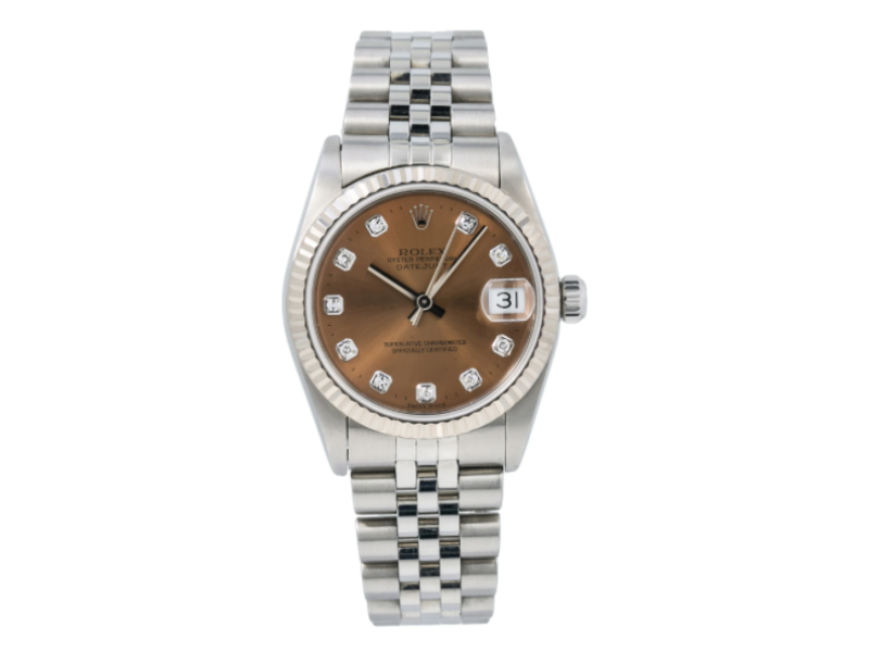 ROLEX DATEJUST WATCH 68274 31MM BROWN DIAMOND DIAL WITH STAINLESS STEEL JUBILEE