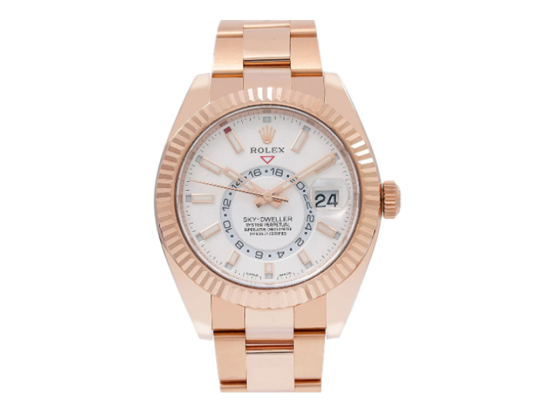 ROLEX SKYDWELLER WATCH 326935 WHITE DIAL ROSE GOLD  BOX AND CARD 