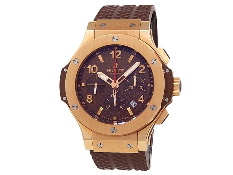 Hublot Big Bang Cappuccino 18k Rose Gold Rubber Brown Men's Watch 301.PC.1007.RX