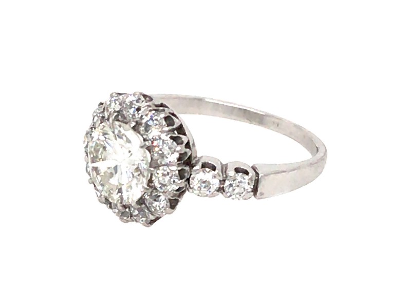 Platinum Estate Diamond Engagement Vintage Ring