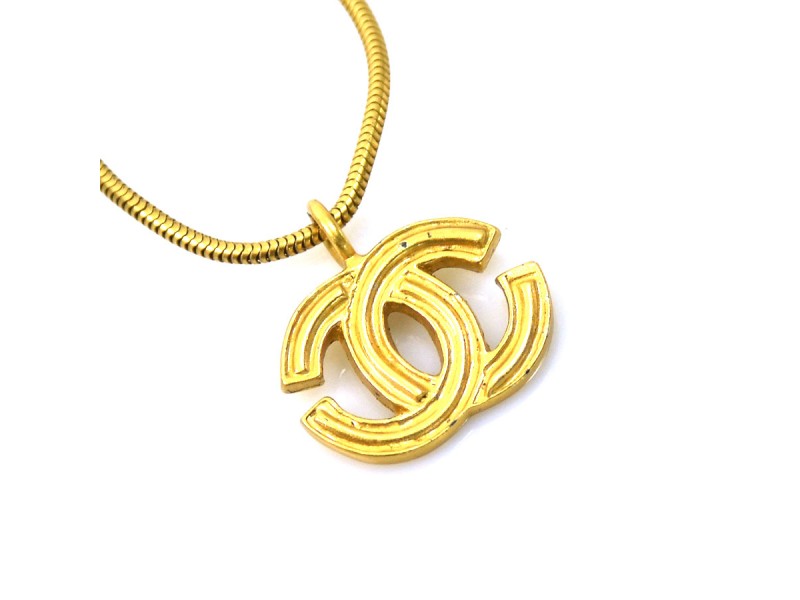 Chanel Gold Tone Metal Coco Mark Necklace 