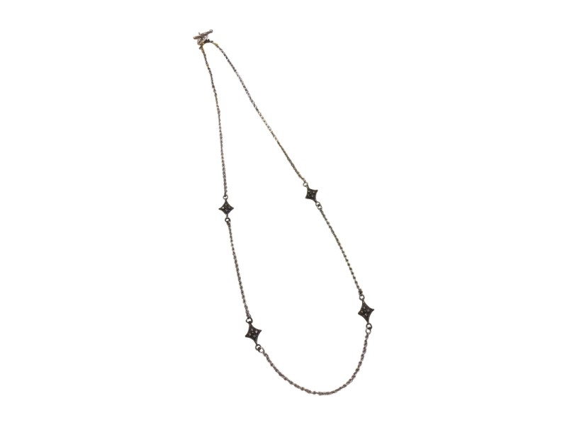 Armenta Sterling Silver 4 Oxidized Stations with Champagne Diamonds Necklace
