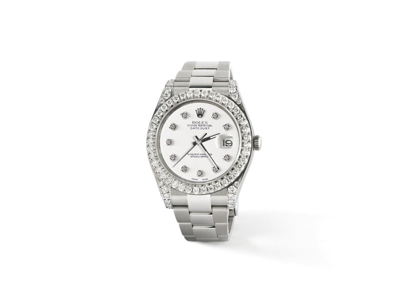 Rolex Datejust II Steel 41mm Watch 4.5ct Diamond Bezel/Lugs/White Dial Box Papers