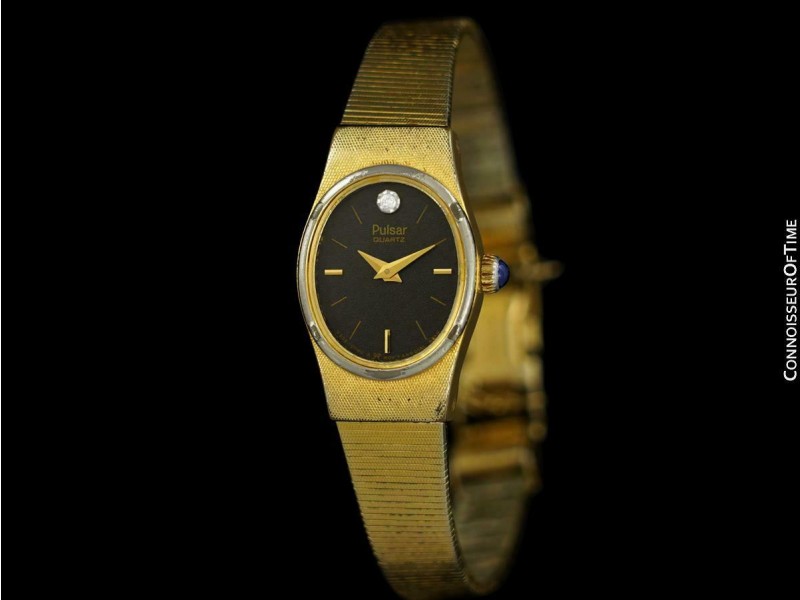 1970's PULSAR Vintage Ladies 14K Gold P. Watch - OWNED & WORN BY LORETTA YOUNG