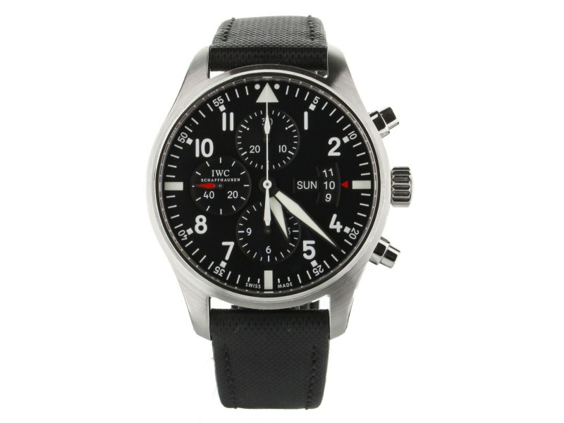 IWC Pilots Watch Chronograph Black Dial 43mm Stainless Steel Automatic IW377701