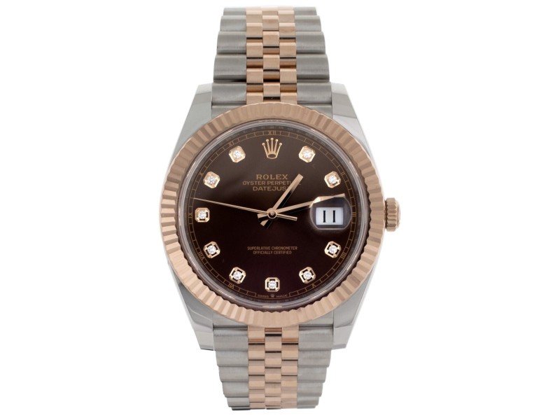Rolex DateJust Brown Dial with Diamonds Steel & Rose Gold 41MM   Full Set