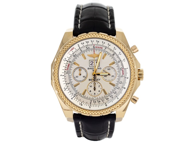 Breitling Bentley 6.75 Silver Dial Yellow Gold Case 48.7mm  