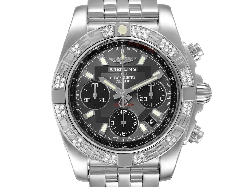 Breitling Chronomat Evolution Steel Diamond Mens Watch AB0140 Box Papers