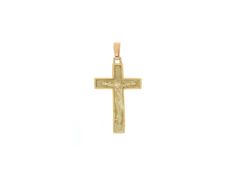 14K Yellow Gold Jesus Crucifix Cross Pendant