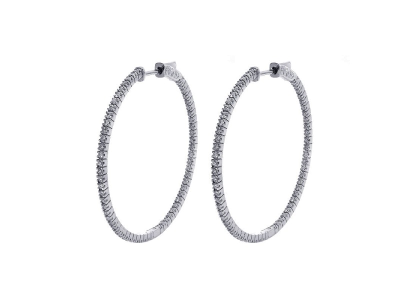 14K White Gold 1.25ct Eternity Diamond Hoop Earrings 