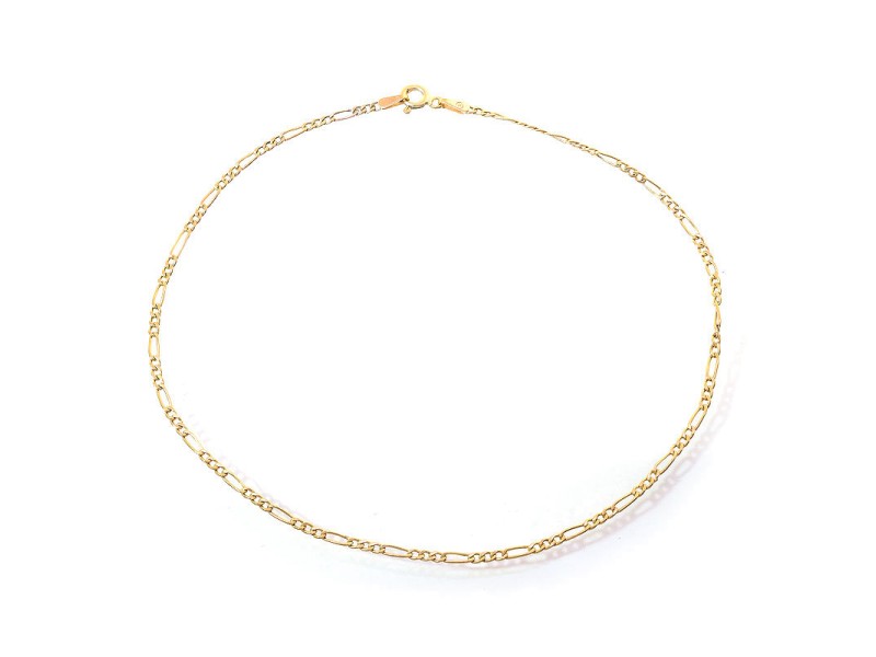 14K Yellow Gold Classic Figaro Chain Ankle Bracelet