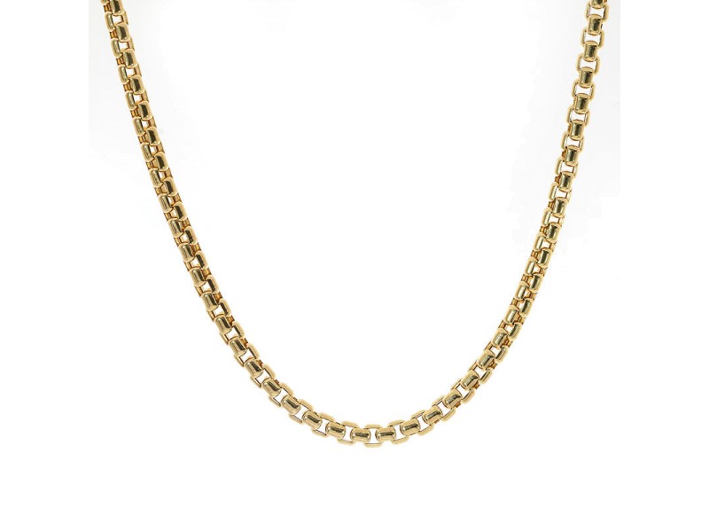 14K Yellow Gold Round Box Link 16" Necklace