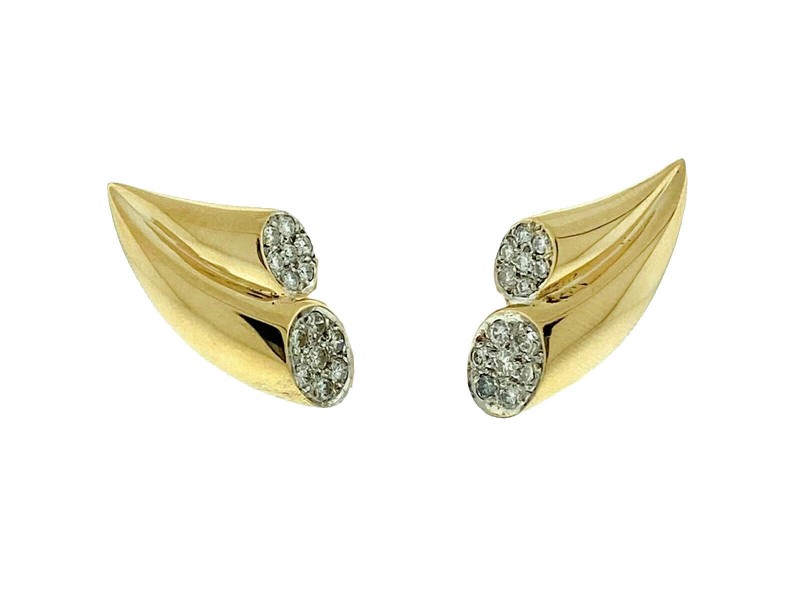14k Yellow Gold Diamond Wing Earrings Aprox 1.00 ctw 