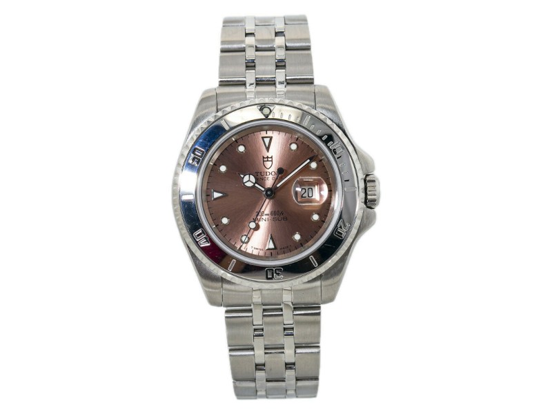 Tudor Prince Date 73190 Mini Sub Salmon Dial Unisex Watch 34mm with Paper