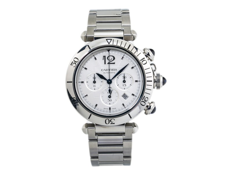 Cartier Pasha WSPA0018 SS Chronograph Mens Automatic Watch 42mm 