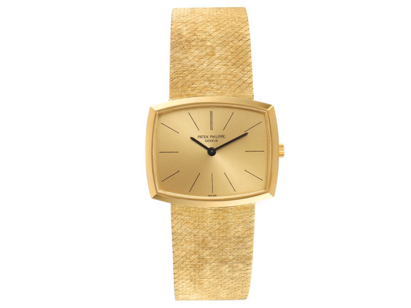 Patek Philippe Gondolo Yellow Gold Champagne Dial Vintage Mens Watch 3528