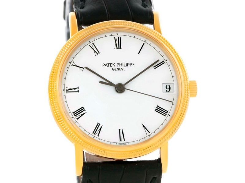 Patek Philippe 3802 Calatrava 18K Yellow Gold Hobnail Bezel Watch 