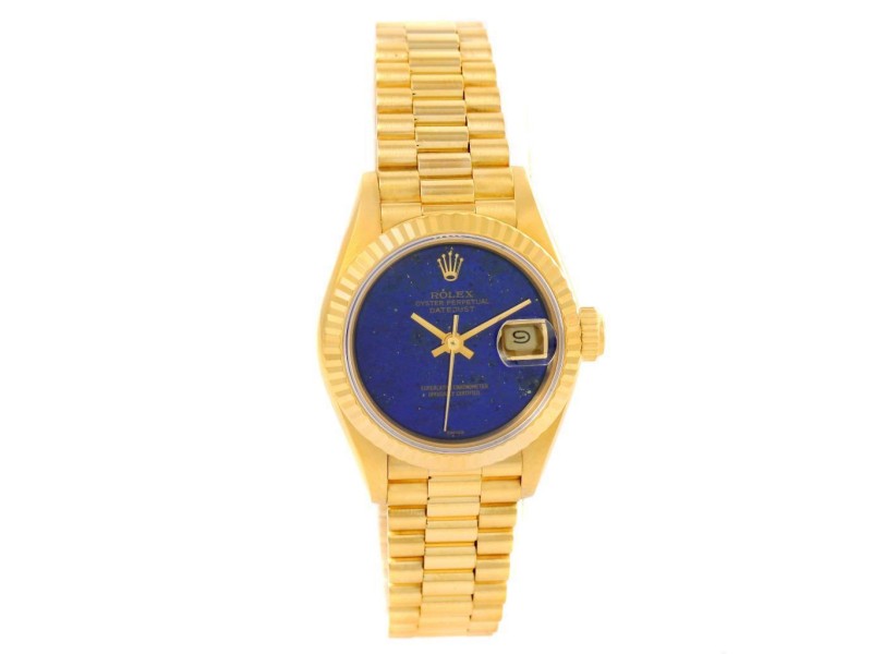 Rolex 69178 President Datejust 18K Yellow Gold Lapis Womens Watch