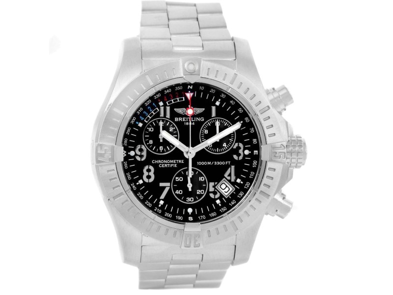 Breitling Avenger A73390 Stainless Steel Seawolf Black Dial 45.4mm Mens Watch